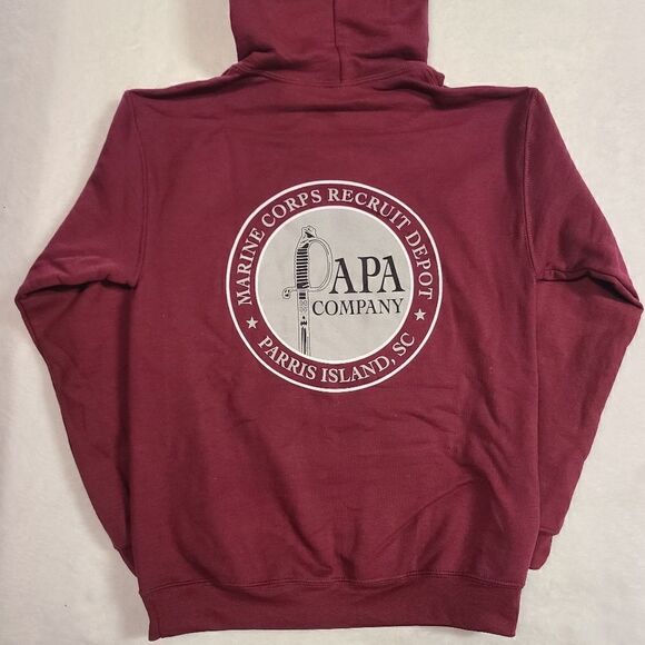 Marine Corps 4th Battalion Papa Company Logo Burgundy Hoodie - Picture 1 of 5